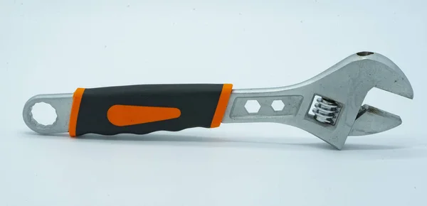 Closeup Shot Adjustable Wrench Isolated White Background — Stock Photo, Image