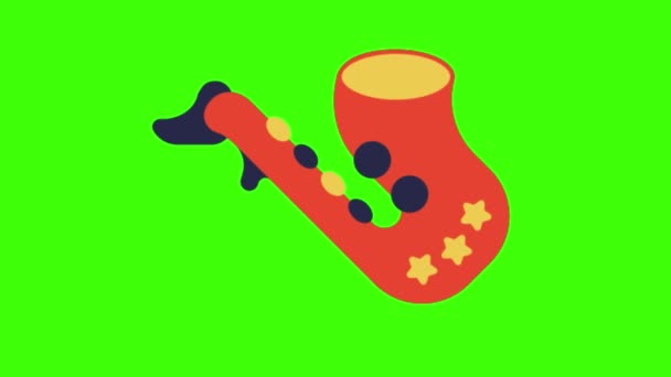 Toy Saxophone Green Screen Animation Vfx — Stock Video