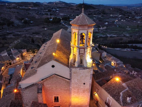 Uma Bela Vista Igreja Cehegin Múrcia Espanha Noite — Fotografia de Stock