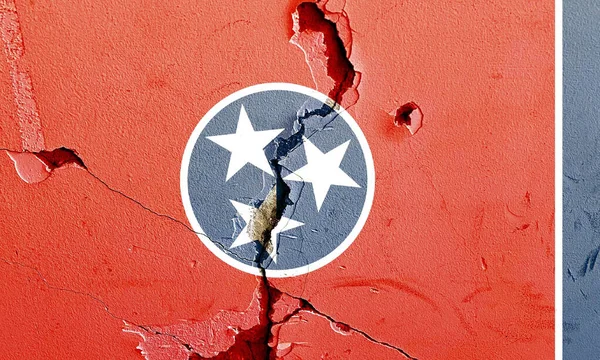 Bandera Tennessee Pintada Superficie Una Vieja Pared Agrietada Como Fondo —  Fotos de Stock