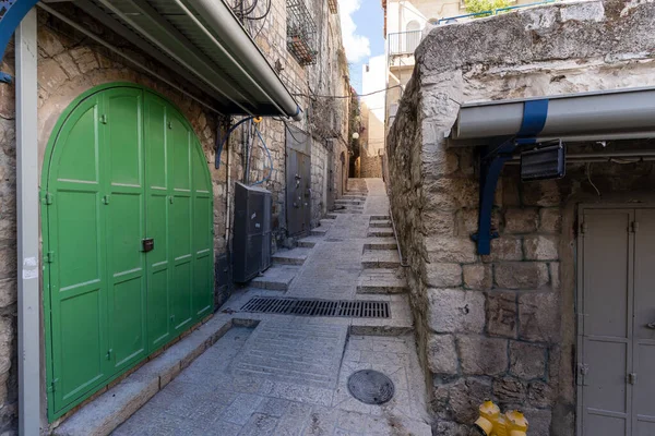 Старая Узкая Улица Старом Городе Иерусалима Израиль — стоковое фото
