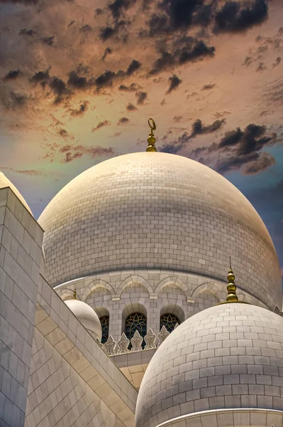 Plan Angle Bas Dôme Marbre Blanc Célèbre Mosquée Cheikh Zayed — Photo