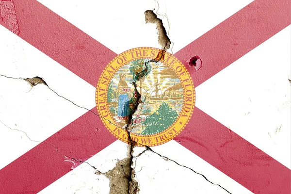 Bandera Florida Pintada Sobre Una Superficie Pared Agrietada Fondo Bandera —  Fotos de Stock