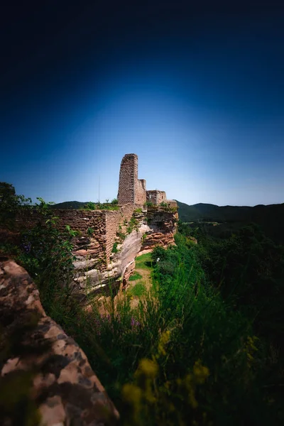 Plano Vertical Las Ruinas Del Castillo Altdahn Alemania —  Fotos de Stock