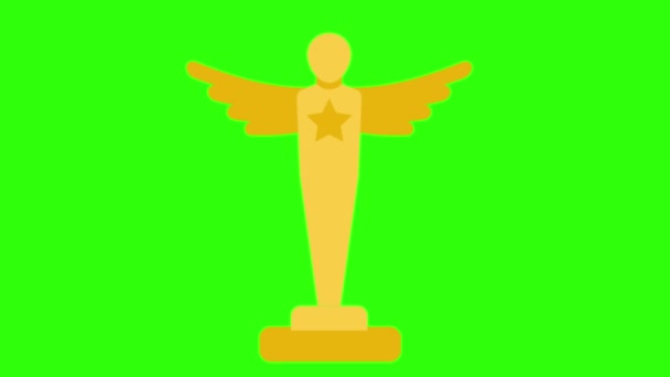 Анимация Зеленого Экрана Золотой Статуи Vfx — стоковое видео