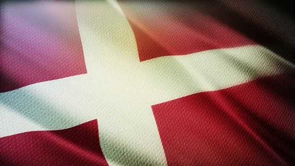 Датский Флаг Размахивания Анимации Фона — стоковое видео