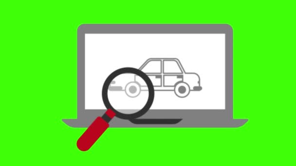 Ноутбук Анимацией Зеленого Экрана Автомобиля Vfx — стоковое видео