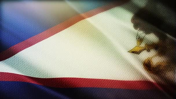 アメリカ領サモアが旗3Dアニメーションを背景に振って — ストック動画