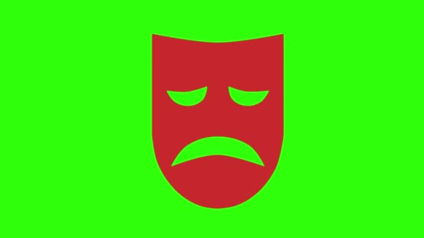 Smutna Maska Zielony Ekran Animacja Dla Vfx — Wideo stockowe