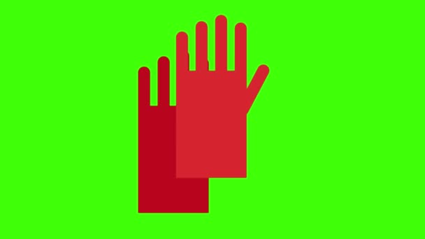Красный Перчатки Зеленый Экран Анимации Vfx — стоковое видео