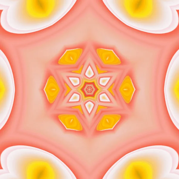 Een Caleidoscopisch Patroon Gele Roze Kleuren — Stockfoto