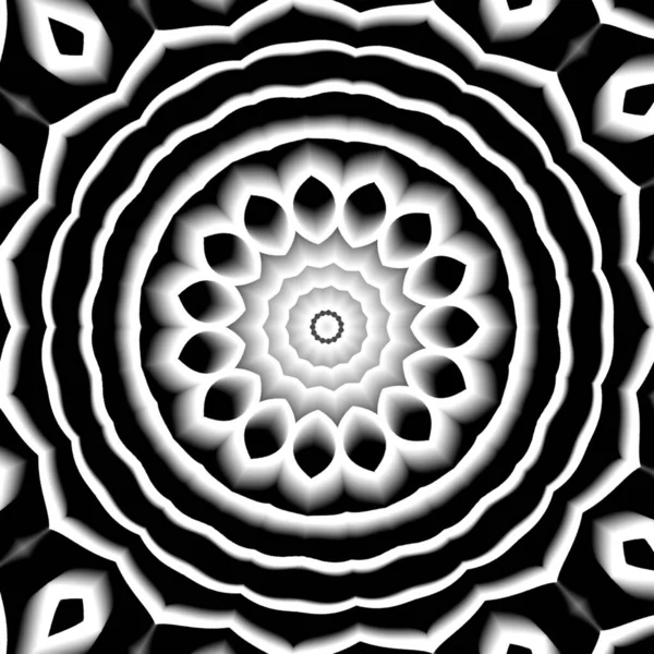 Grayscale Kaleidoscopic Pattern Floral Design — Stock Photo, Image