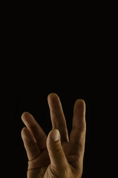 Man Hand Isolated Black Background — Stock Photo, Image