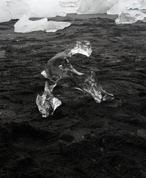 Gezicht Stukken Gletsjerijs Aangespoeld Bij Diamond Beach Ijsland — Stockfoto