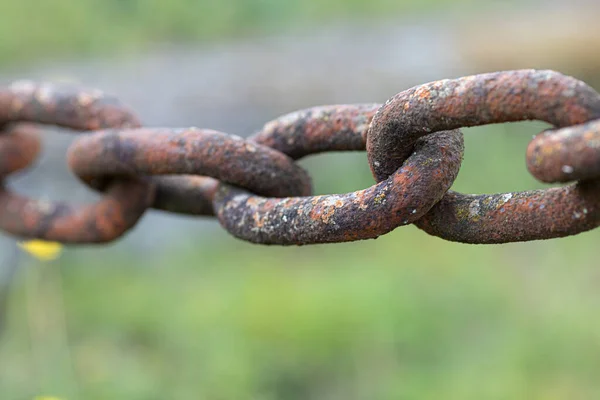 Old Rusty Metal Chain Barrier — Stock Photo, Image