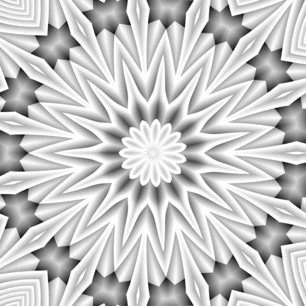 Een Grijswaarden Bloemenpatroon Met Optische Illusie Een Weergave — Stockfoto