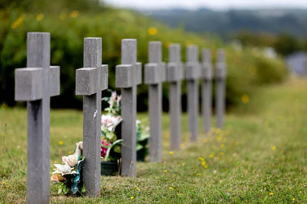 Una Fila Cruz Cementerio — Foto de Stock