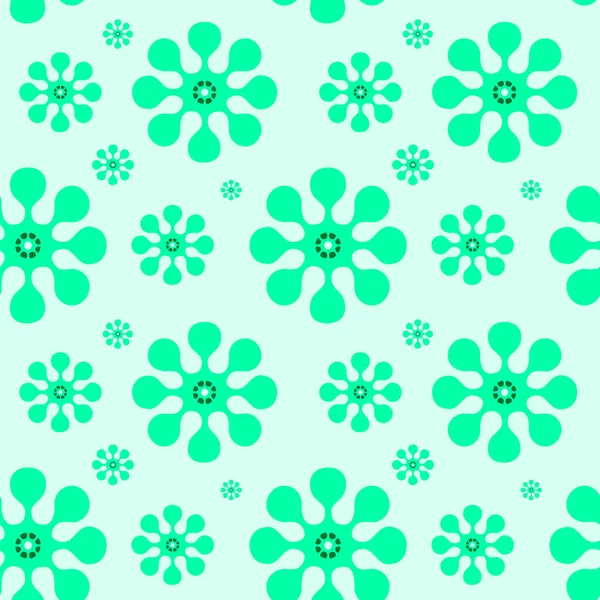 Pattern Green Flowers White Background — Stockfoto