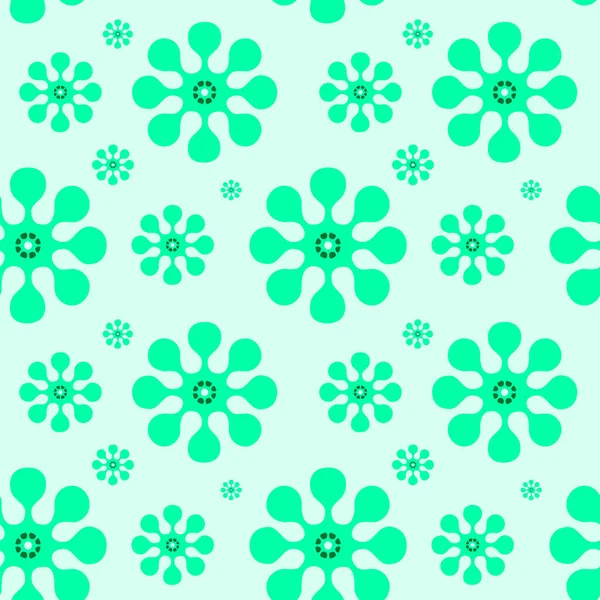 Pattern Green Flowers White Background — Stock Photo, Image