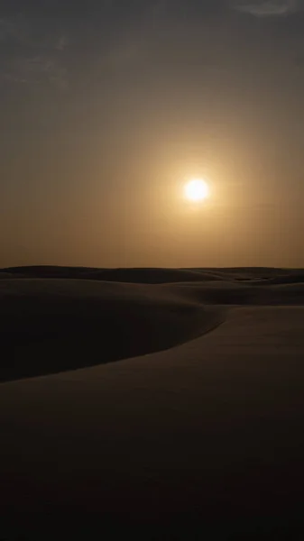 Eine Vertikale Aufnahme Einer Wüste Während Eines Wunderschönen Sonnenuntergangs — Stockfoto