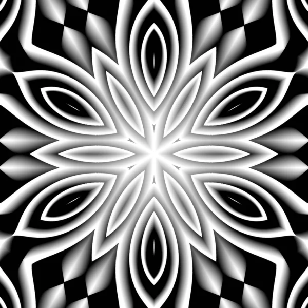 Rendering Grayscale Mandala Pattern — Stock Photo, Image