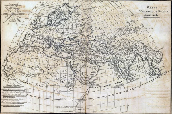 Eski Bir Antika 1794 Anville Antik Dünya Haritası — Stok fotoğraf