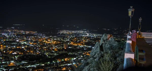Aerial Shot Beautiful Night View City Buildings — Stock Photo, Image