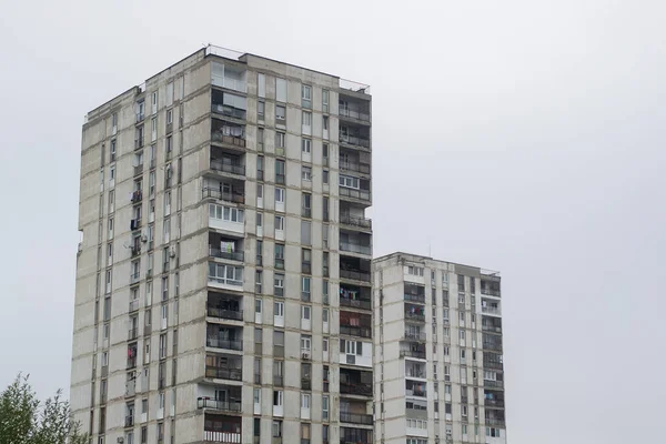 Couple Old Buildings Bright Cloudless Sky Gloomy Day — Stok fotoğraf