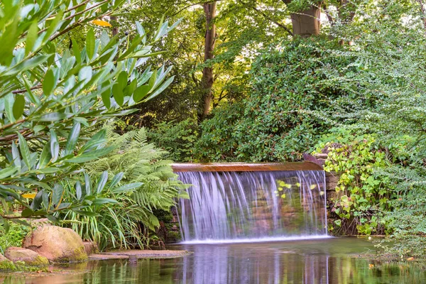 Little Waterfall Pond Surrounded Lush Green Vegetation — Foto de Stock