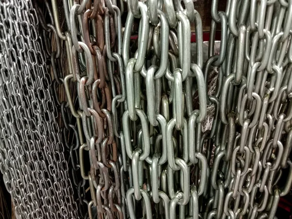 Closeup Shot Iron Made Chain Stock Shop Sell — Stock Photo, Image