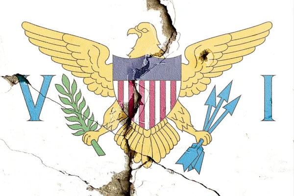 Die Flagge Der Jungferninseln Der Vereinigten Staaten Auf Gebrochenem Wandhintergrund — Stockfoto