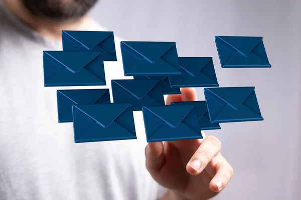 Redare Unui Simbol Mail Comunicațiilor Rețea Fundal Neclar — Fotografie, imagine de stoc