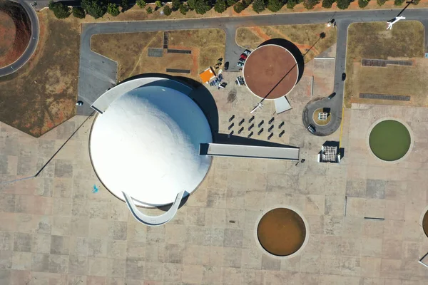 Vista Aérea Del Museo Nacional República Sobre Explanada Ministerial Brasilia — Foto de Stock