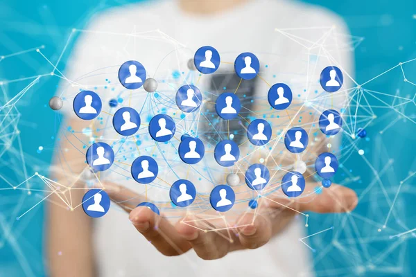 Rendering Una Connessione Squadra Simbolo Del Social Network Uno Sfondo — Foto Stock