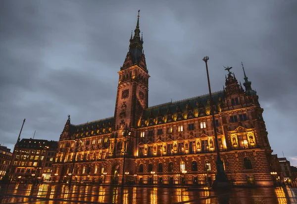 Das Alte Hamburger Rathaus Einem Düsteren Tag — Stockfoto