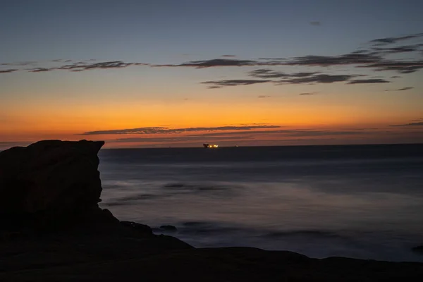 Een Fascinerende Zonsondergang Aan Zee Lobitos Peru — Stockfoto