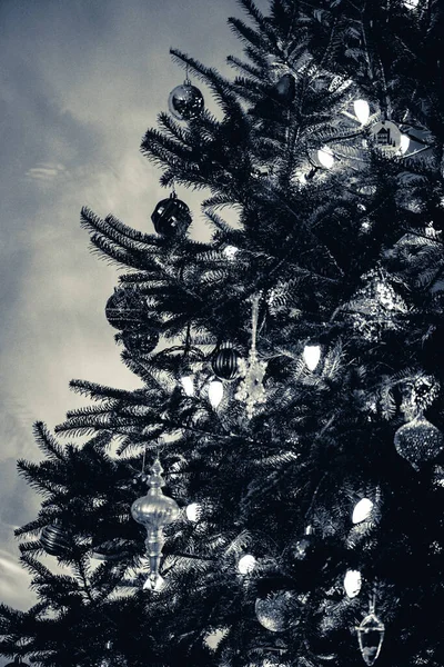 Plano Vertical Árbol Navidad Decorado — Foto de Stock