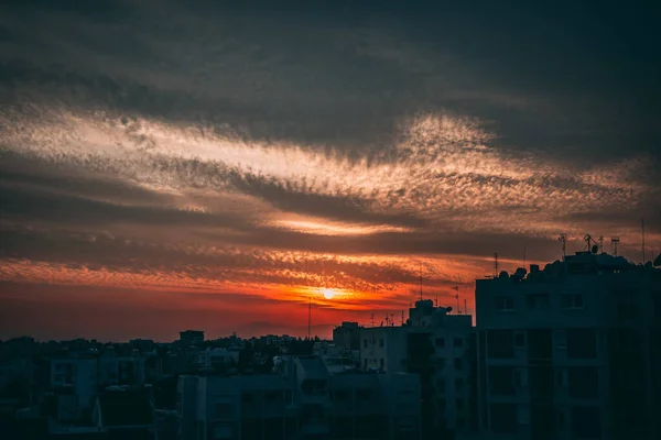 Een Mooie Bewolkte Avond Peyia Pathos Cyprus — Stockfoto
