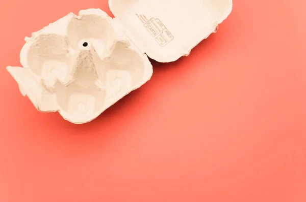 Eischachtel Aus Recycelbaren Materialien Mit Platz Für Text Auf Lachsfarbenem — Stockfoto