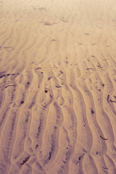 Lodret Høj Vinkel Closeup Tekstureret Sand Krusninger Stranden - Stock-foto