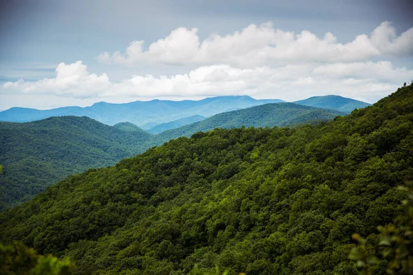 Het Prachtige Uitzicht Een Groen Bergachtig Landschap — Stockfoto