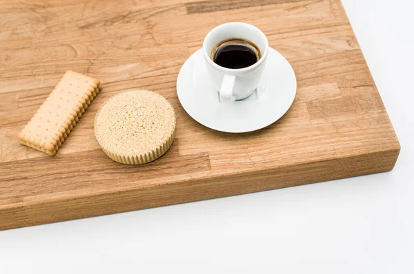 Café Expreso Harina Trigo Sarraceno Pastel Orgánico Galletas Sobre Fondo — Foto de Stock