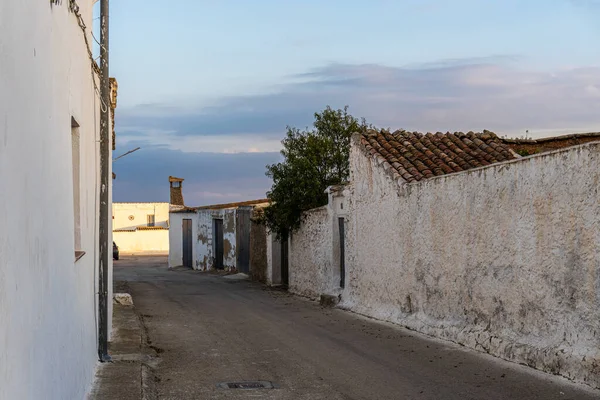 Una Calle Vacía Con Casas Rústicas Típicas Castilla Mancha España —  Fotos de Stock