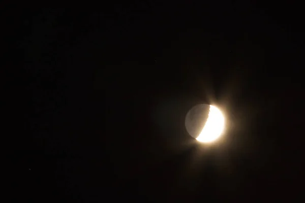 Priveliște Frumoasă Unei Eclipse Solare Strălucitoare Cer Negru — Fotografie, imagine de stoc