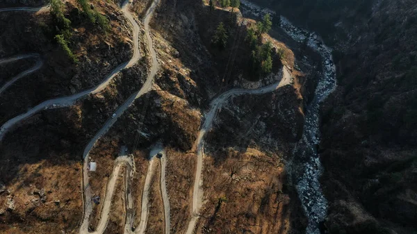 Вид Воздуха Извилистые Горные Дороги — стоковое фото
