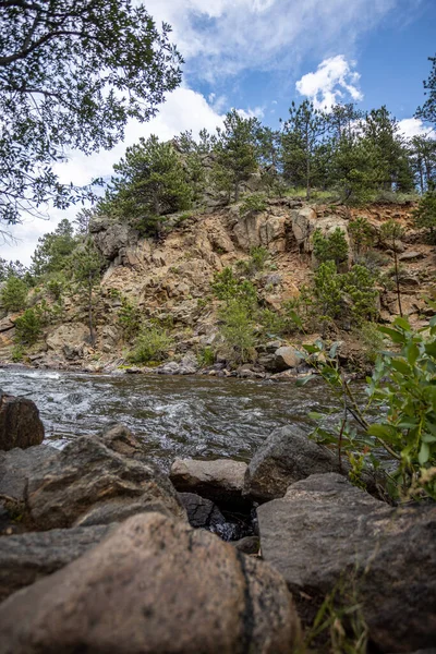 Μια Κάθετη Λήψη Ενός Ποταμού Στην Άγρια Φύση Στο Κολοράντο — Φωτογραφία Αρχείου