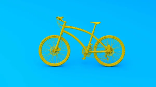 Mavi Arka Planda Sarı Bir Bisikletin Çizimi — Stok fotoğraf