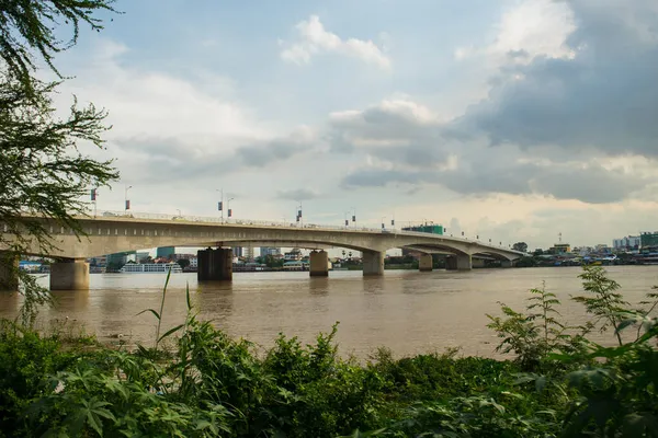 Phnom Penh Cambodia Αυγ 2017 Γέφυρα Φιλίας Καμπότζης Ιαπωνίας Γέφυρα — Φωτογραφία Αρχείου