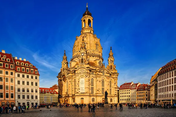Dresden Niemcy Listopada 2021 Wspaniały Widok Frauenkirche Dreźnie Przed Zachodem — Zdjęcie stockowe
