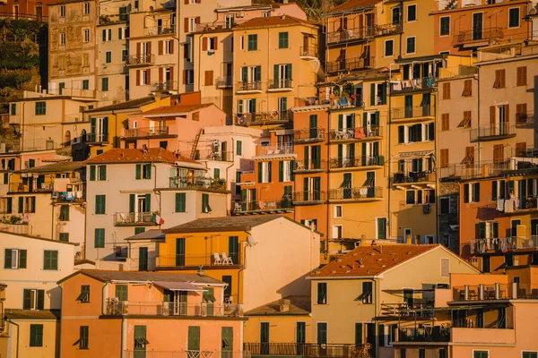 Una Hermosa Vista Las Casas Vintage Color Naranja Atardecer Italia —  Fotos de Stock